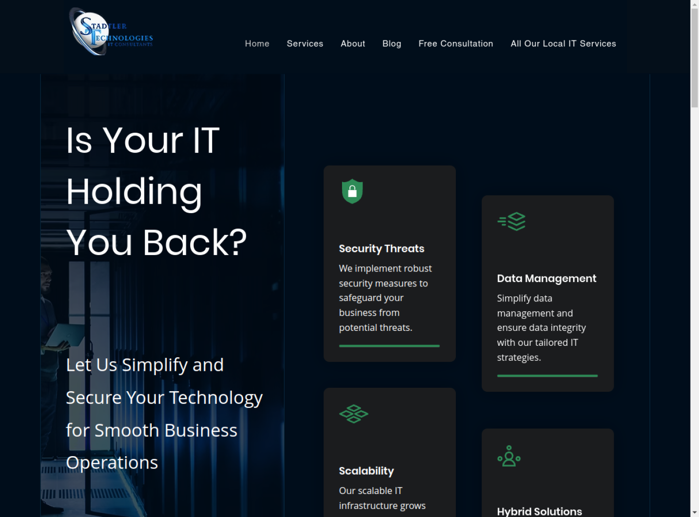 Screenshot of the Stadtler Technologies homepage